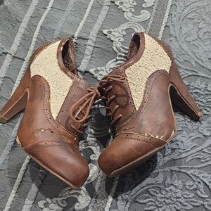 Charlotte Russe Brown and Cream Heels